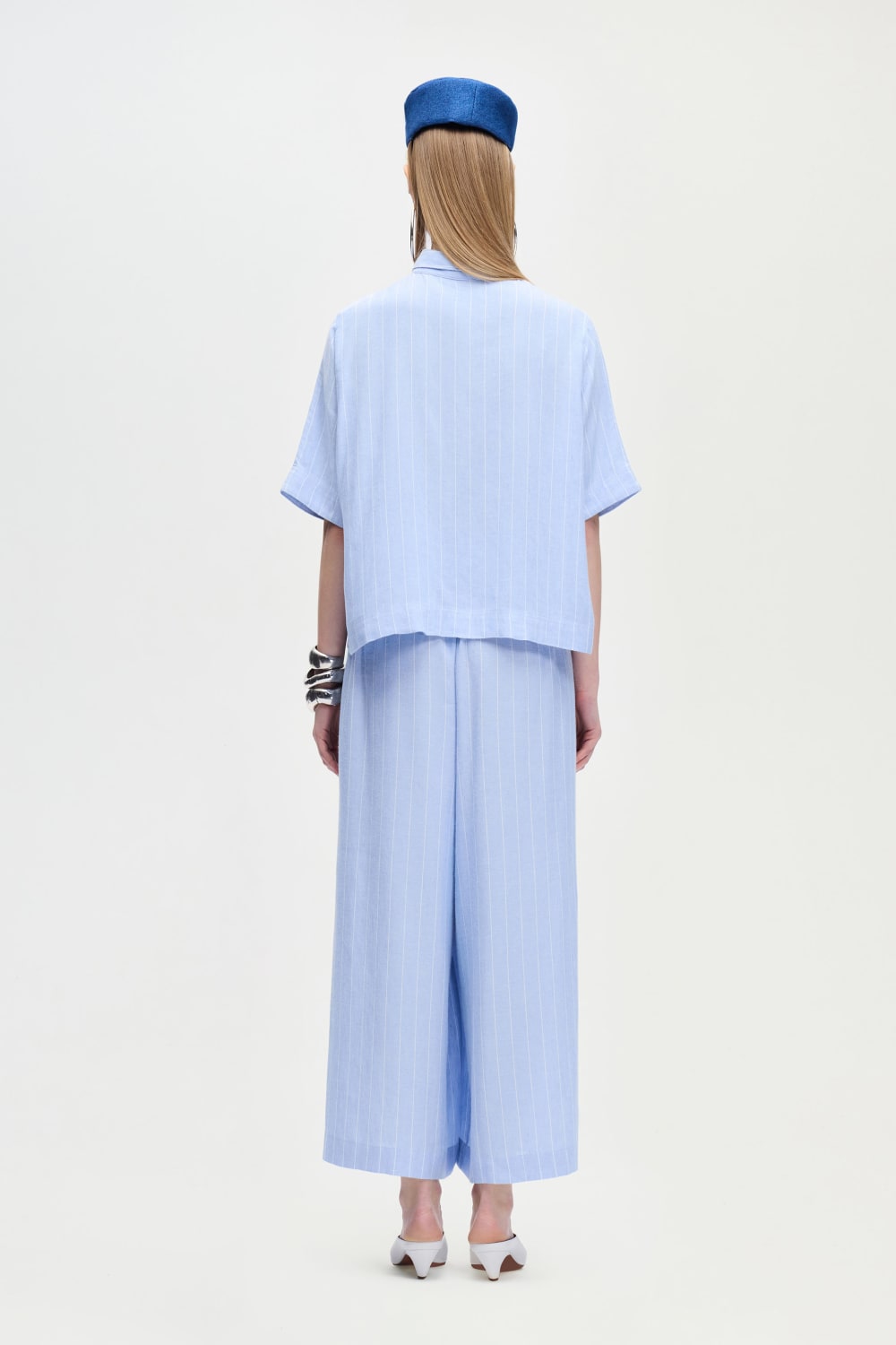 İkikız-Keten Karışımlı Çizgili Gömlek-Gömlek-4-Milagron.com