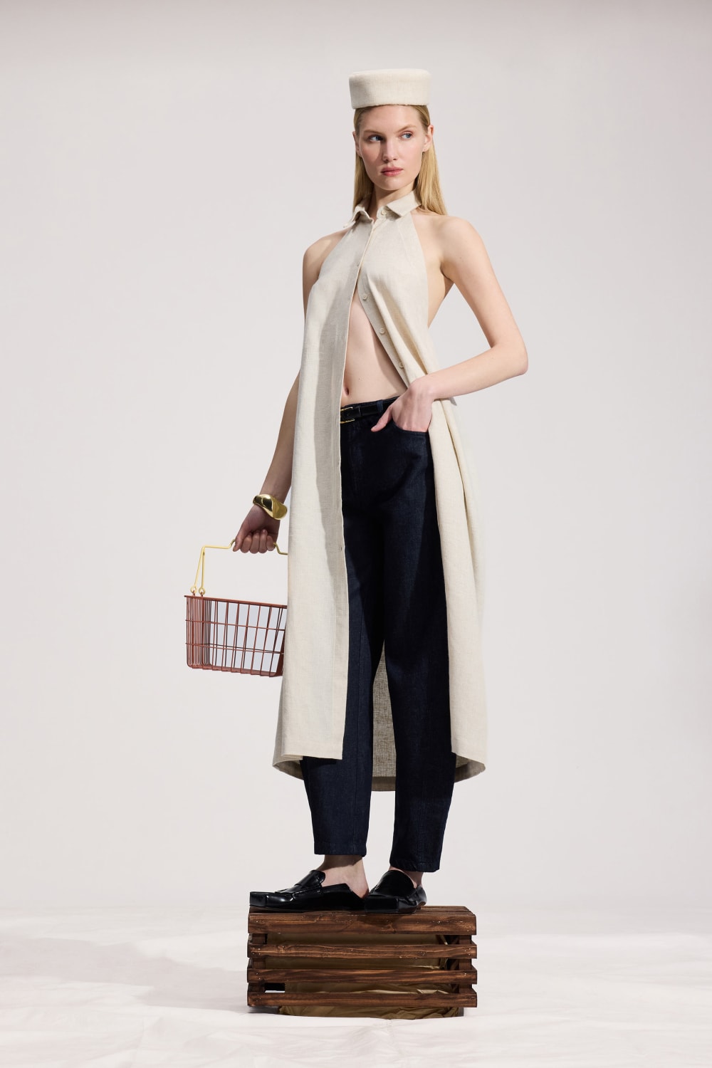 İkikız-Natürel Keten Gömlek Elbise-Elbise-1-Milagron.com