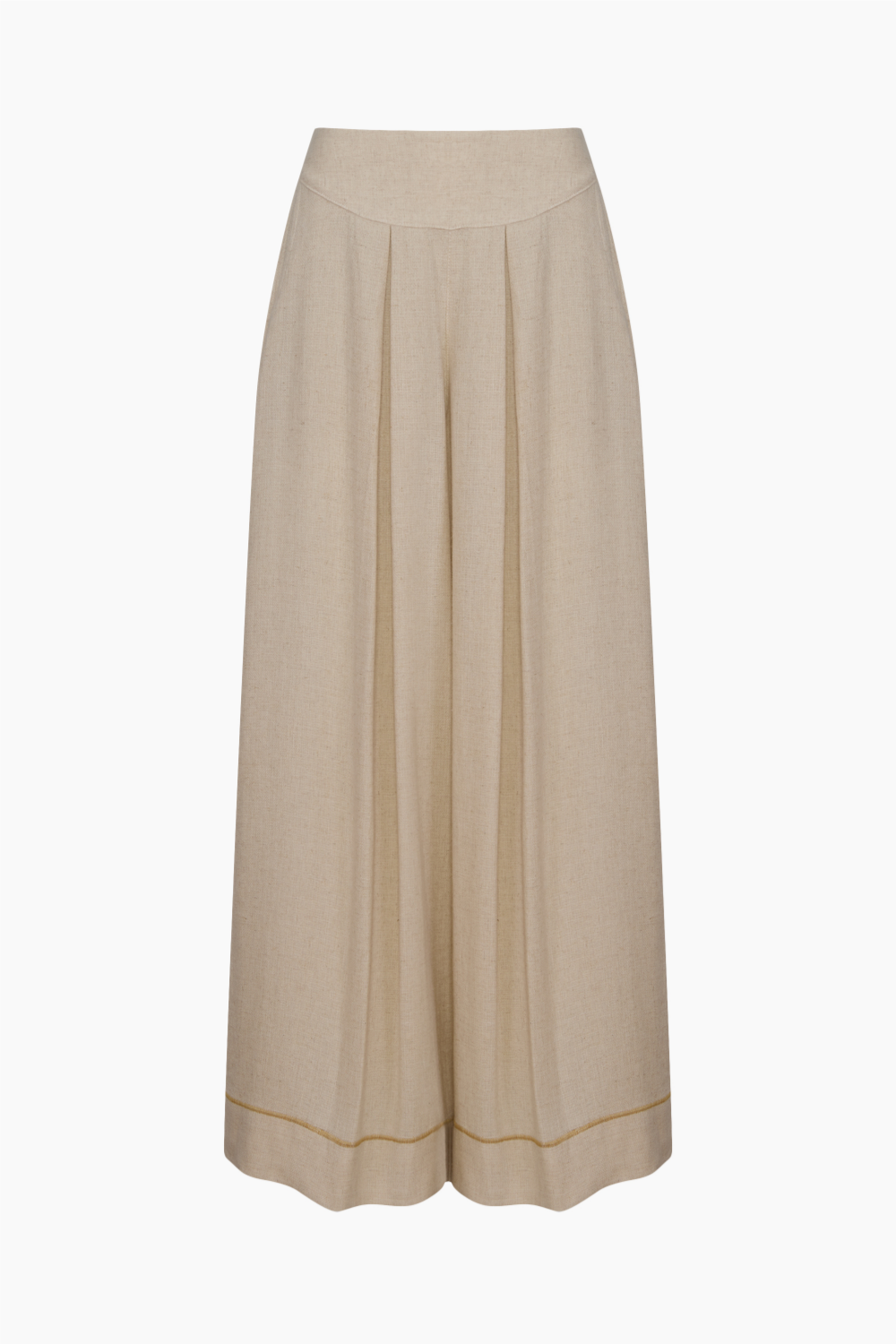 Natürel Keten Palazzo Pantolon - 1