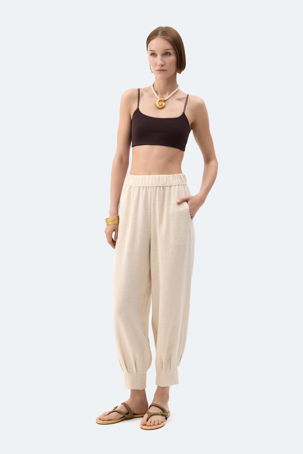 İkikız-Natürel Keten Slouchy Pantolon-Pantolon-1-Milagron.com