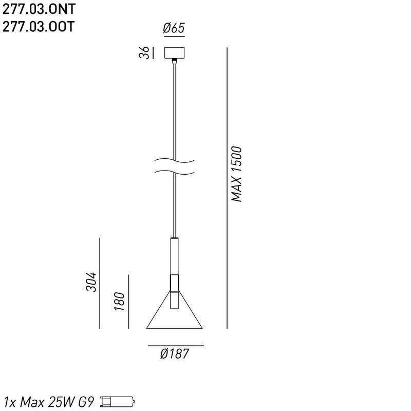Alchimia Cono Sarkit 1L Anti̇k Pi̇ri̇nç Şeffaf Ø18X30 Cm G9 Led 1X5W