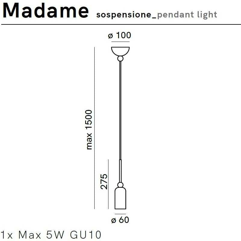 Madame Sarkit 1L Kahverengi̇ Antrasi̇t Ø6X150 Cm Gu10 Led 1X5W