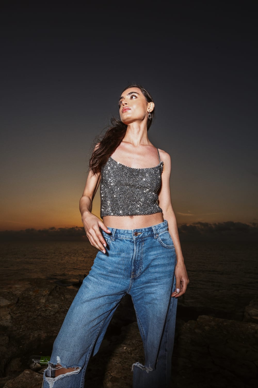 İladia-Fi Crystal Top - Silver-Top-2-Milagron.com