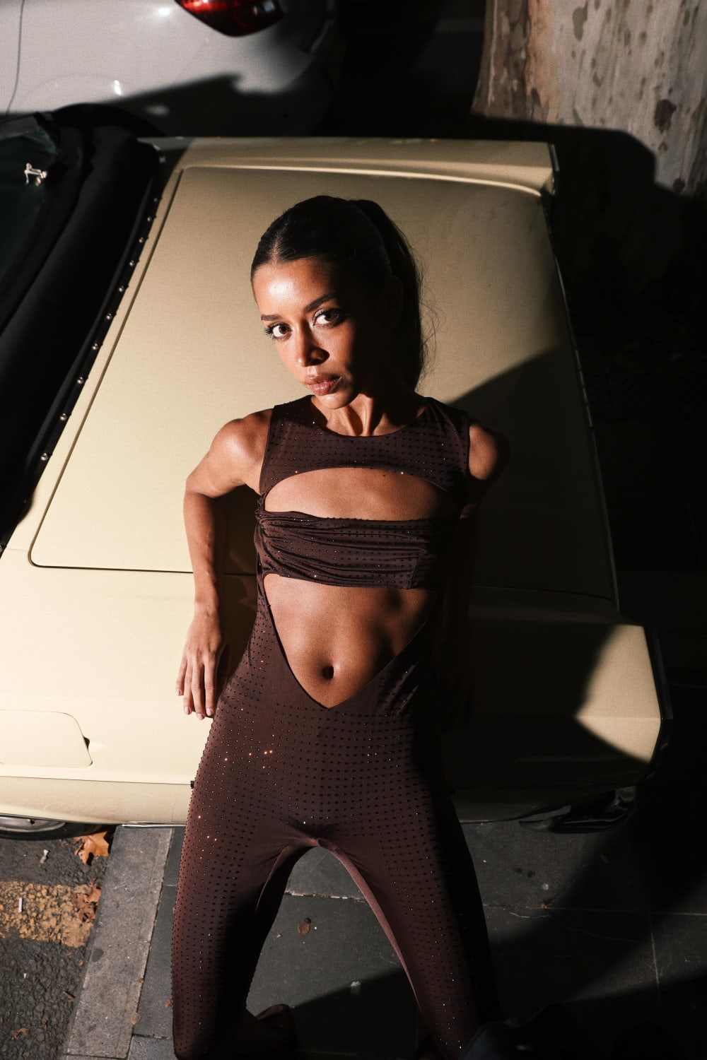 İladia-Ily Brown Sequin Jumpsuit-Tulum-2-Milagron.com