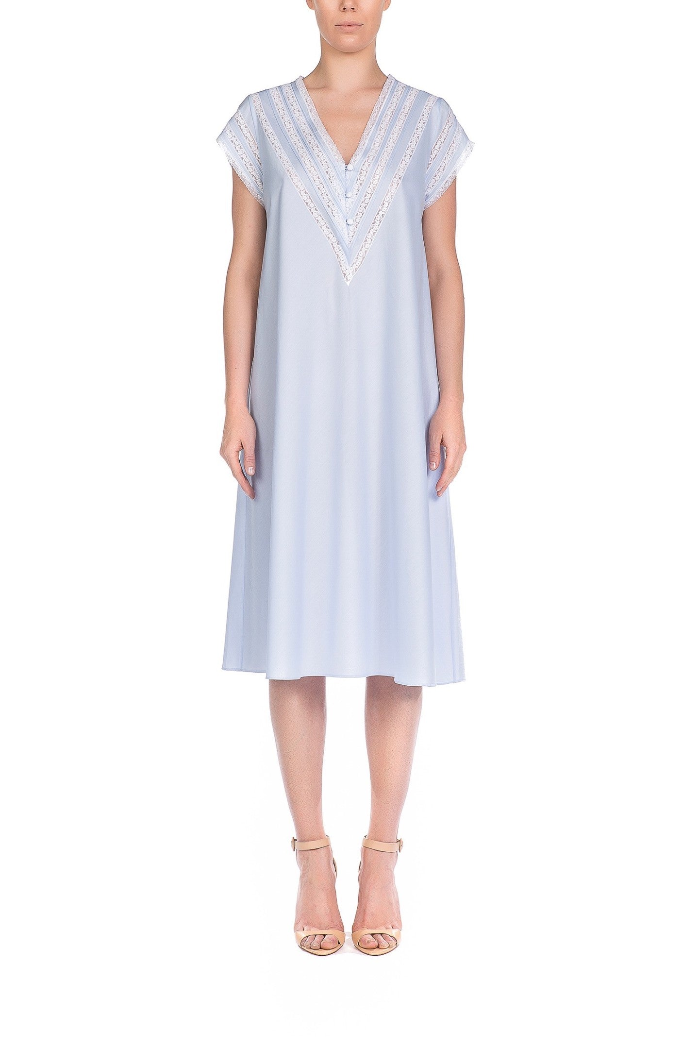 İpek Kıramer-Boleyn Cotton Chemise Blue-Gecelik-1-Milagron.com