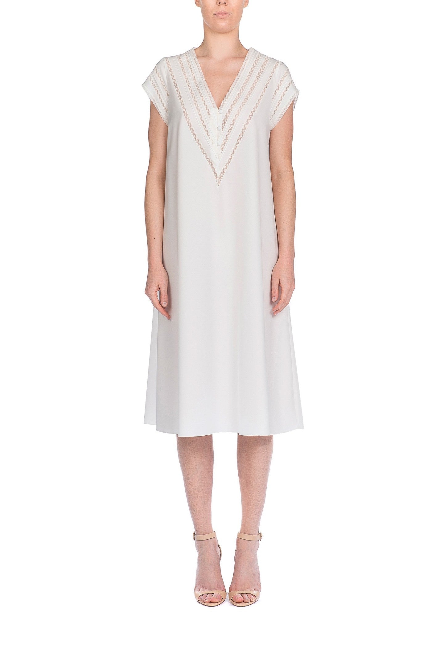 İpek Kıramer-Boleyn Cotton Chemise Ecru-Gecelik-1-Milagron.com