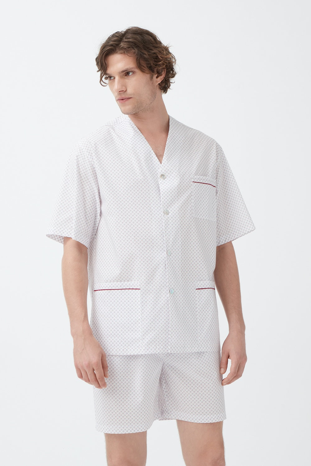 İpek Kıramer-Comfort Koton Shorts Suit White-Pijama Takımı-1-Milagron.com