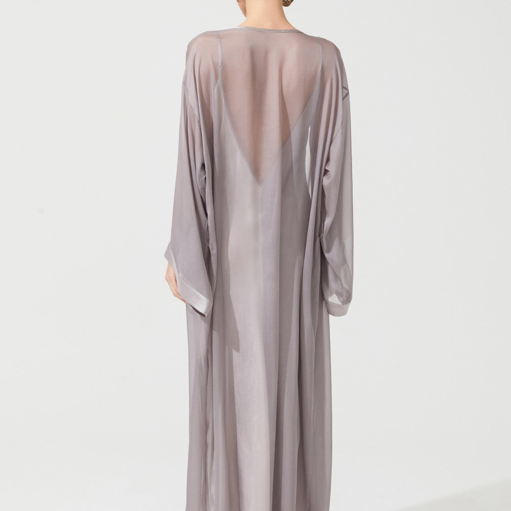İpek Kıramer-Deco Silk Robe Grey White-Sabahlık-5-Milagron.com
