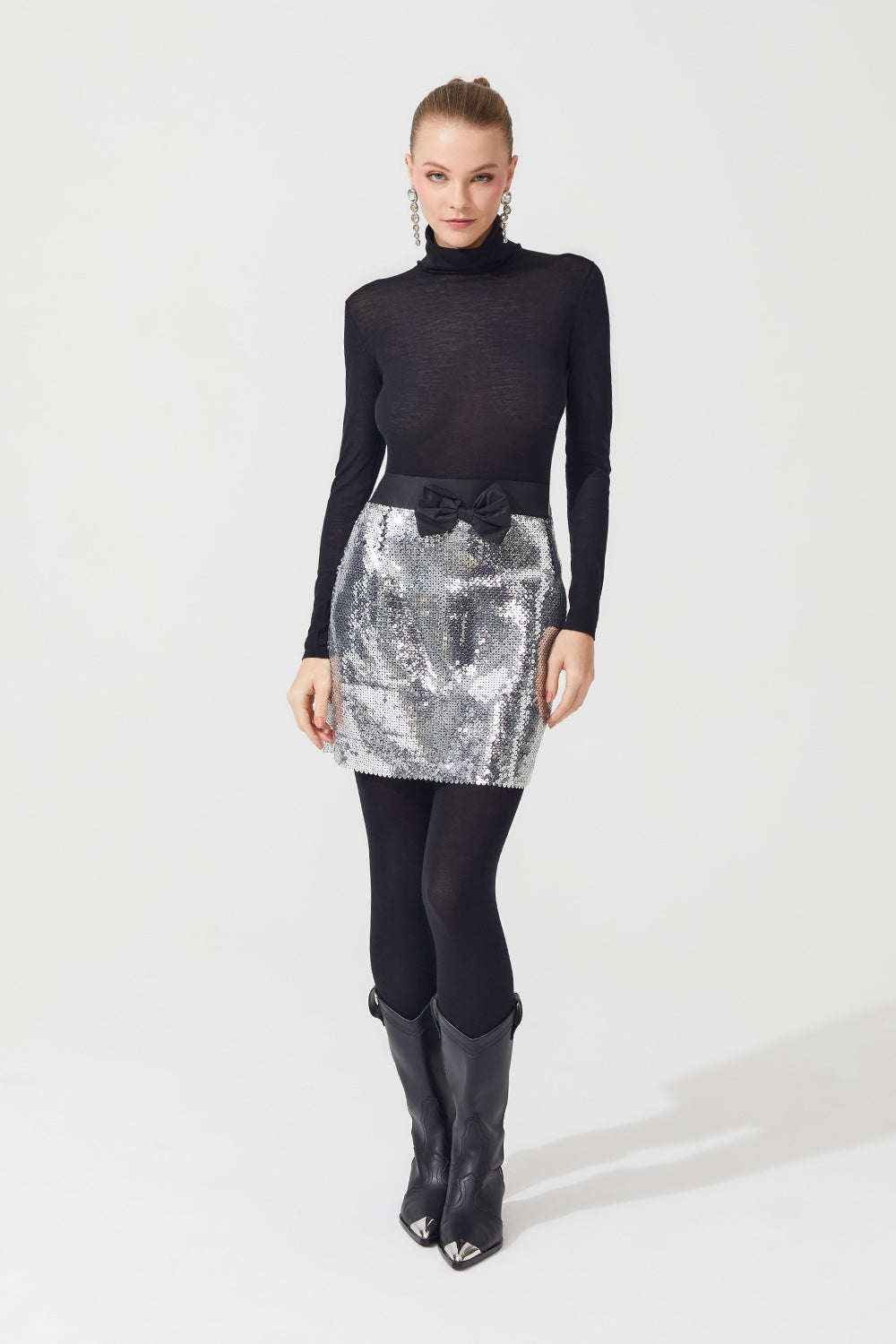 İpek Kıramer-Diamond Mini Skirt Grey-Etek-4-Milagron.com