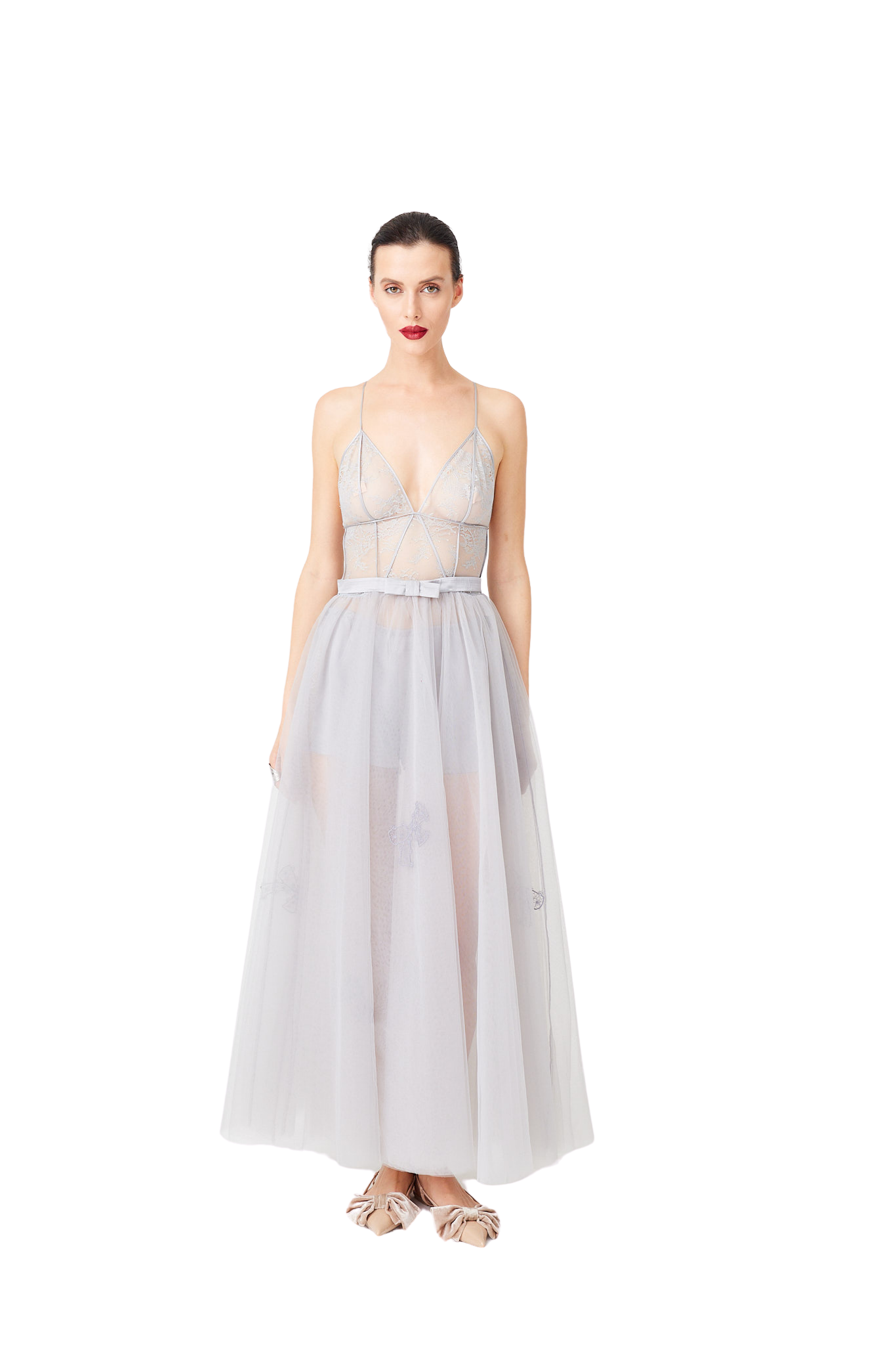 Fairy Tale Long Tulle Chemise Gray