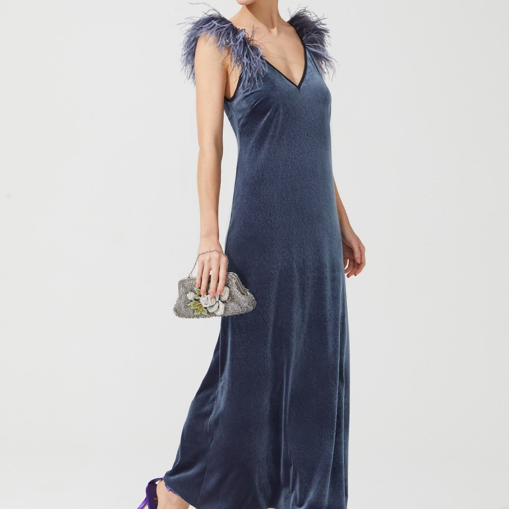 İpek Kıramer-Flying Bird Velvet Dress-Elbise-5-Milagron.com