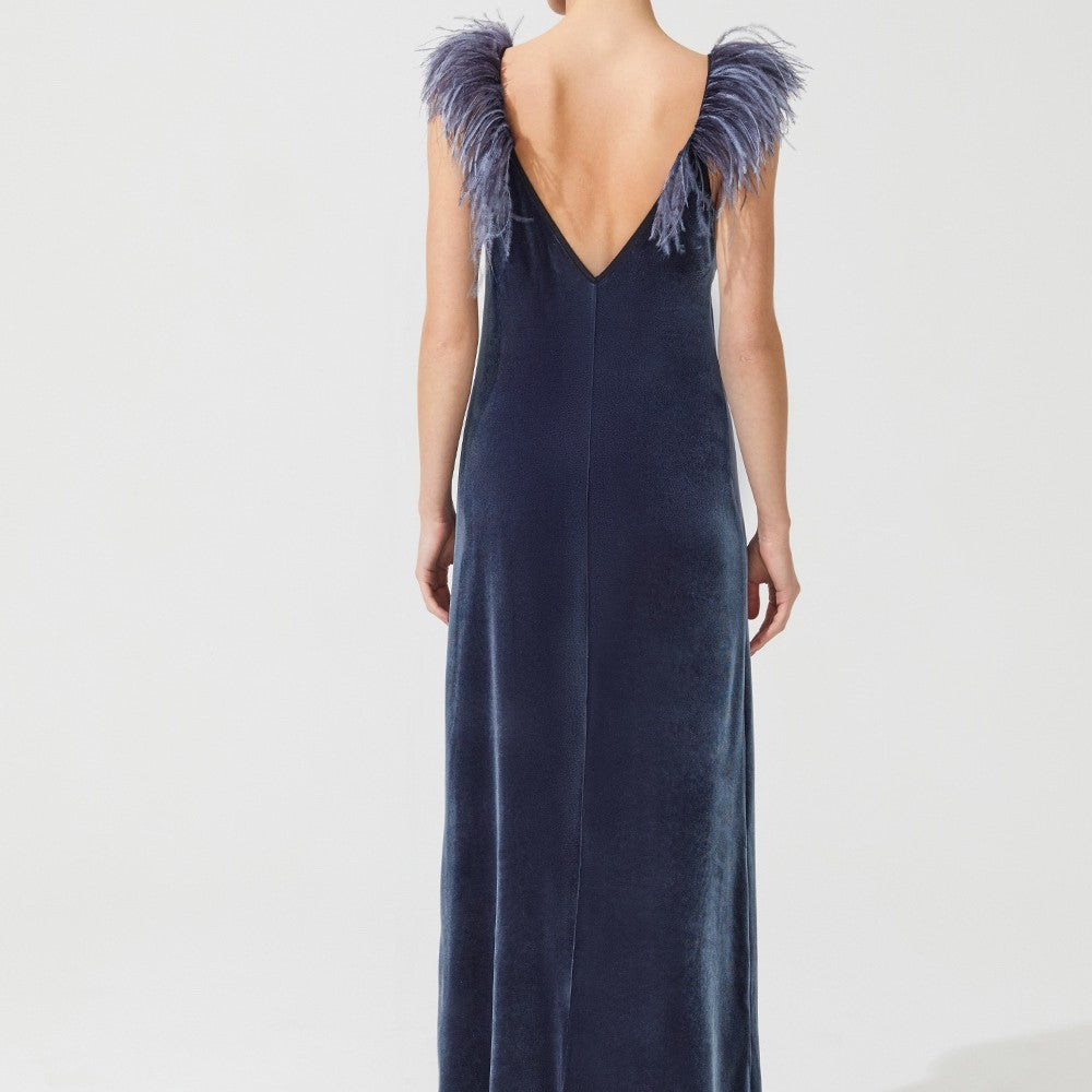 İpek Kıramer-Flying Bird Velvet Dress-Elbise-6-Milagron.com