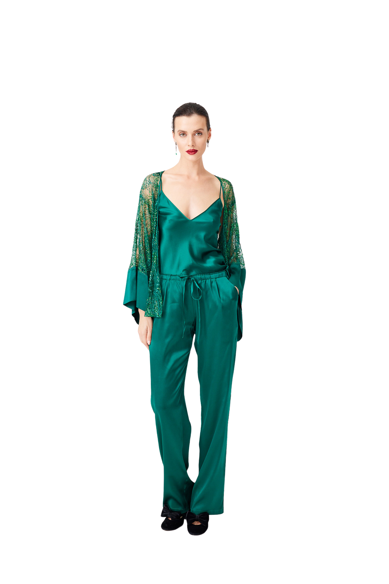 İpek Kıramer-Green Lace Set-Alt - Üst Takım-1-Milagron.com