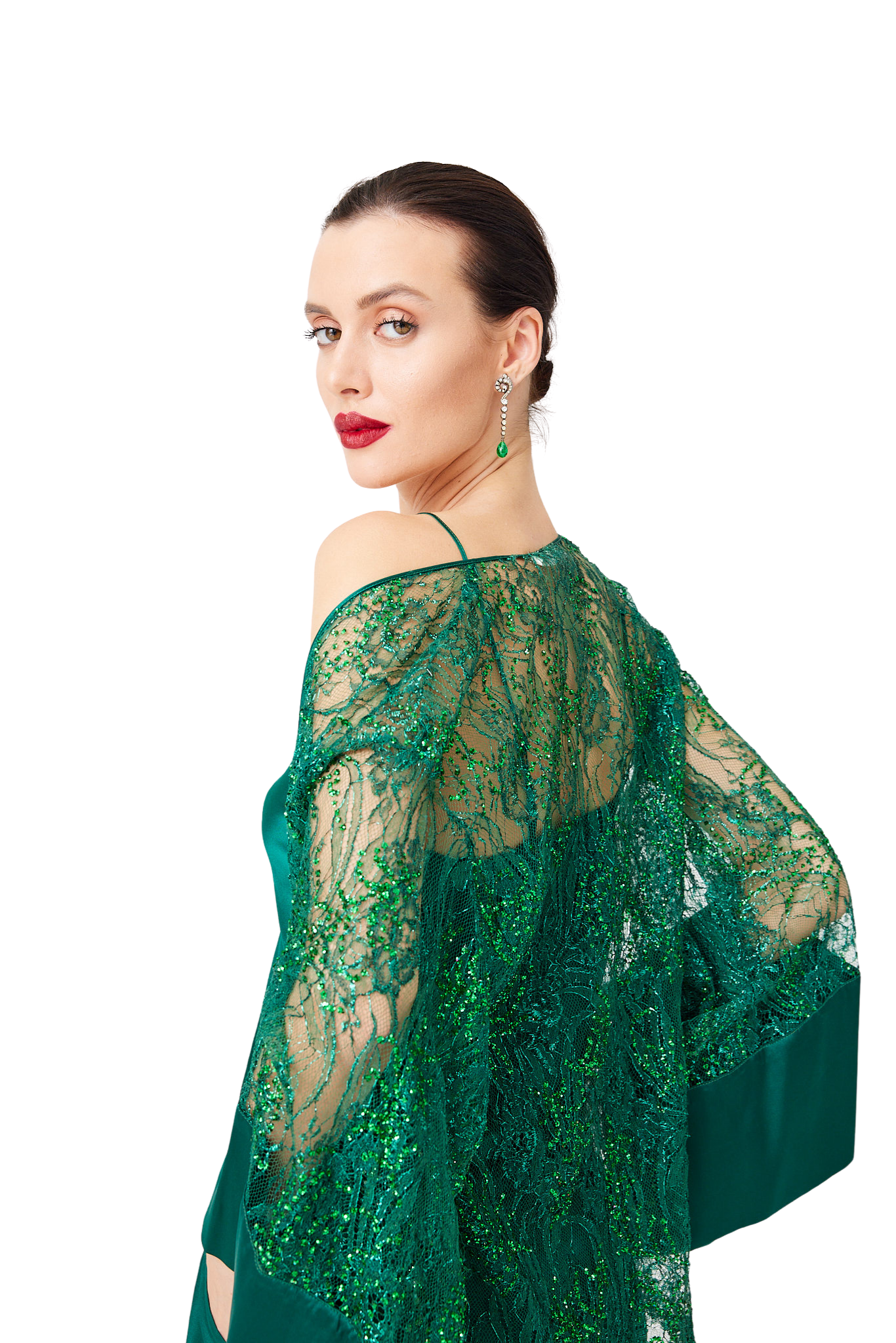 İpek Kıramer-Green Lace Set-Alt - Üst Takım-3-Milagron.com