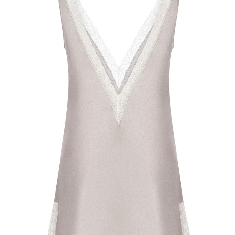 İpek Kıramer-Joy A Silk Short Chemise Gray-Gecelik-6-Milagron.com