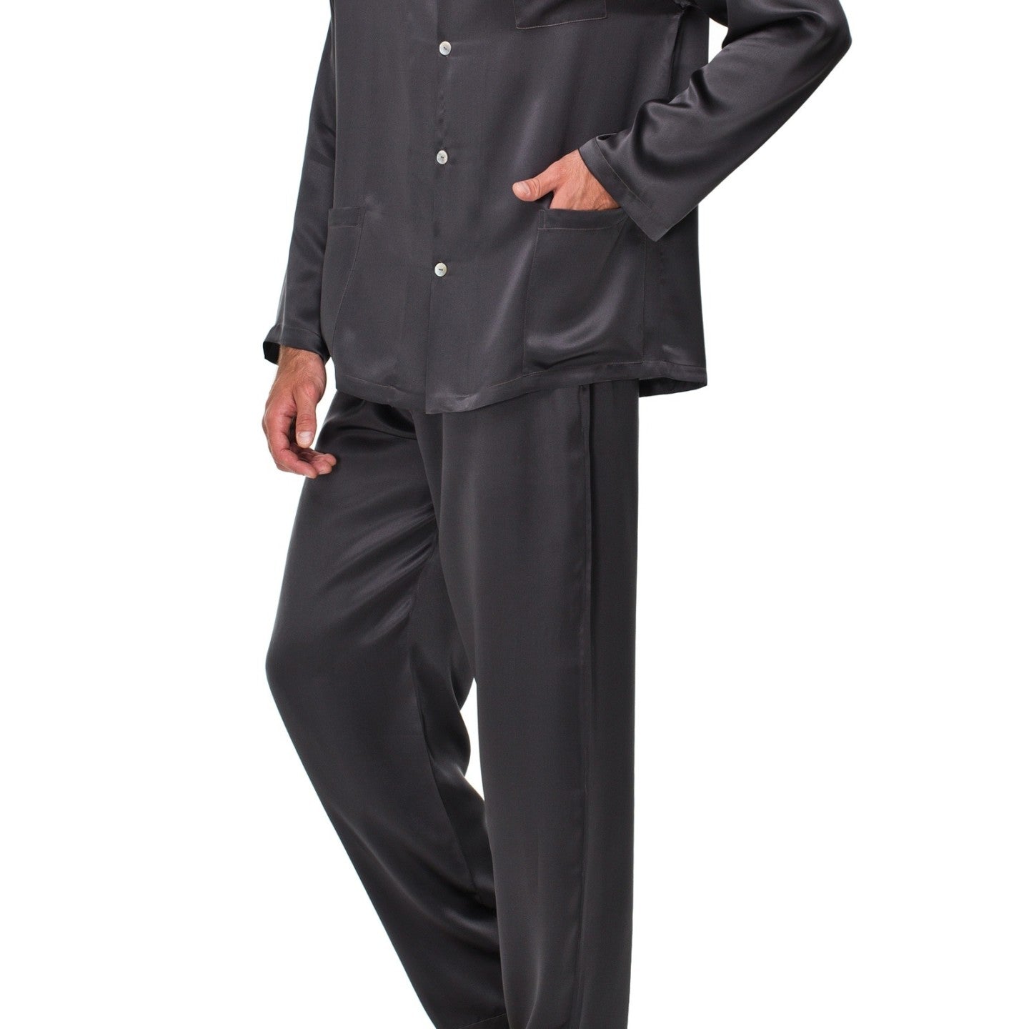 İpek Kıramer-King Silk Pyjama Dark Grey-Pijama Takımı-2-Milagron.com