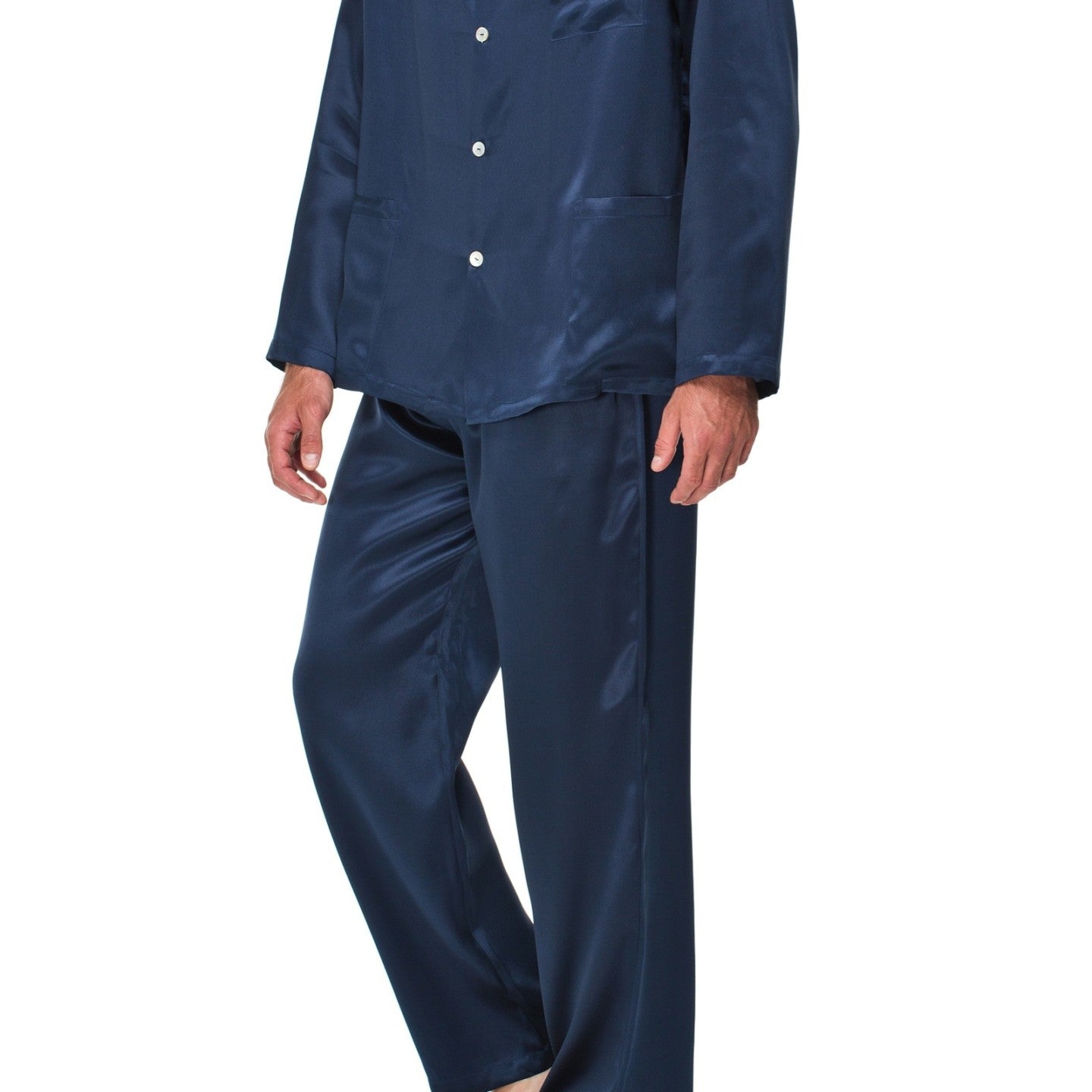 İpek Kıramer-King Silk Pyjama Navy Blue-Pijama Takımı-2-Milagron.com
