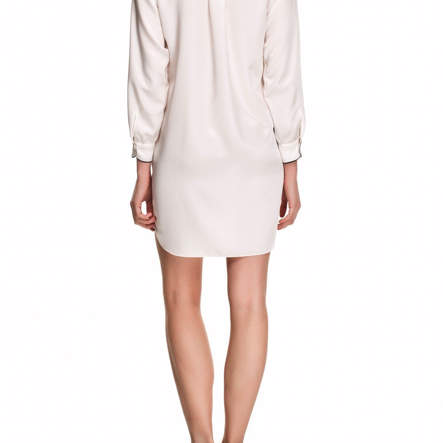 İpek Kıramer-Porte Silk Shirt Chemise Ecru-Gecelik-3-Milagron.com