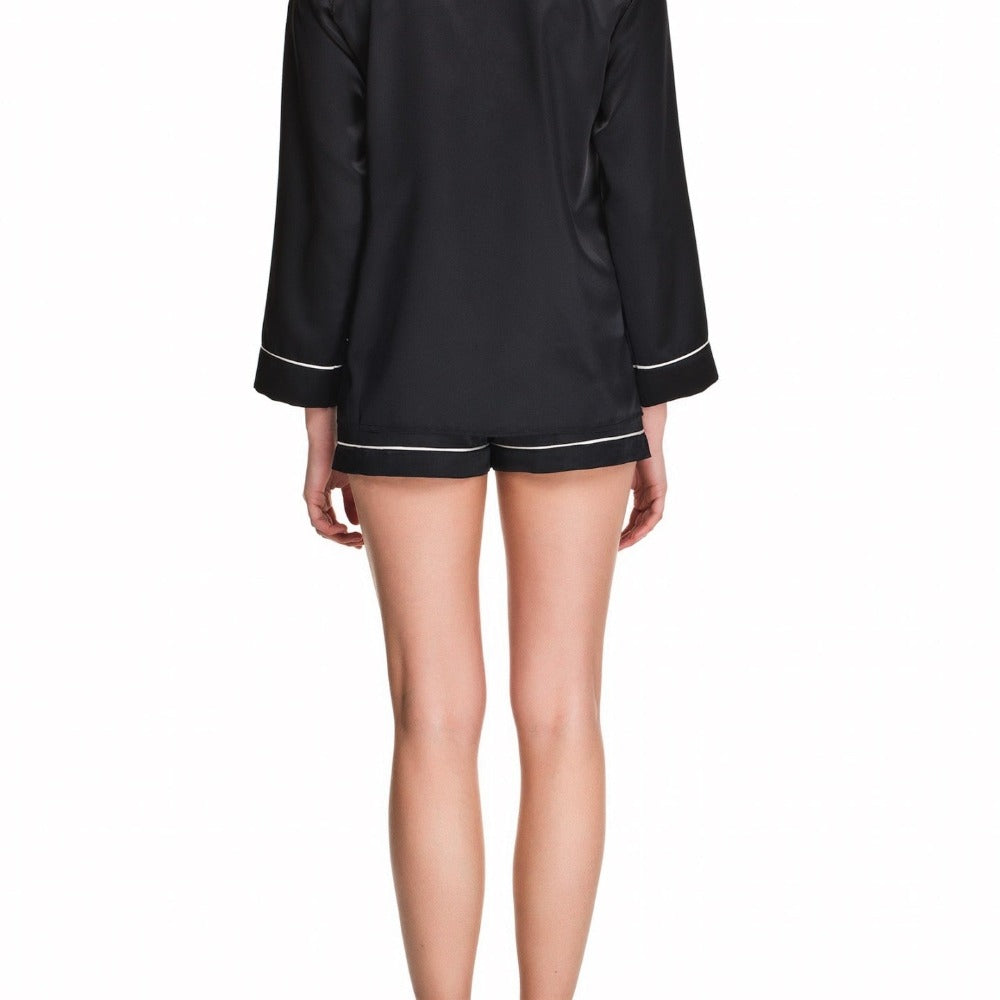 İpek Kıramer-Porte Silk Shorts Pyjama Black-Pijama Takımı-3-Milagron.com