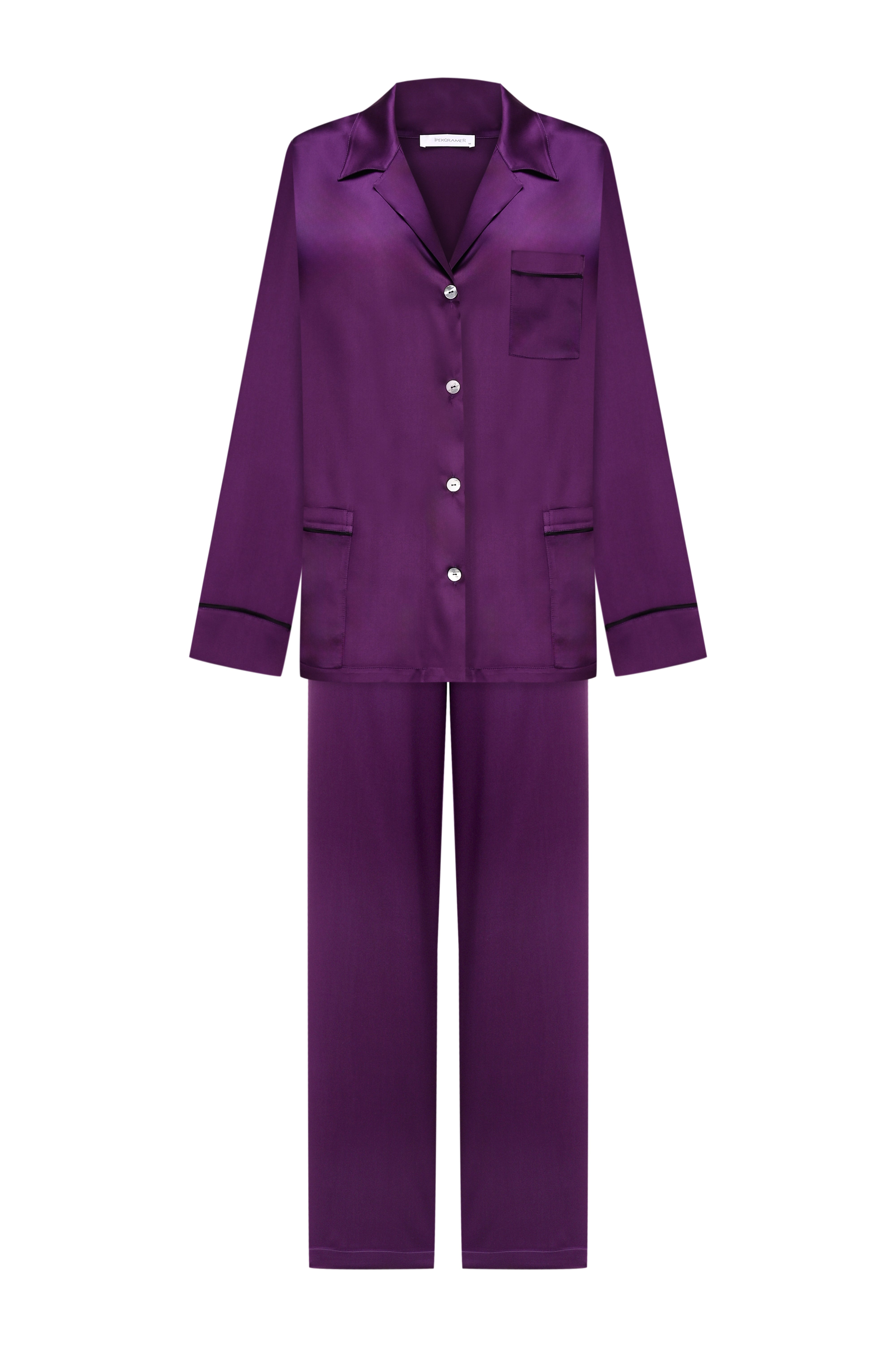 İpek Kıramer-Purple Silk Pyjamas-Pijama Takımı-1-Milagron.com