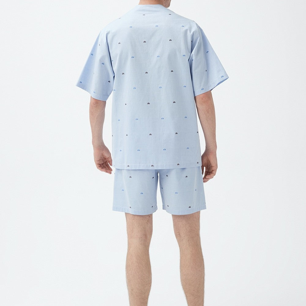 İpek Kıramer-Rally Cotton Shorts Suit Blue-Pijama Takımı-4-Milagron.com