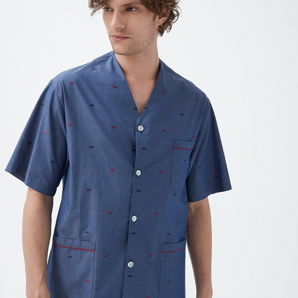 İpek Kıramer-Rally Cotton Shorts Suit Navy Blue-Pijama Takımı-2-Milagron.com