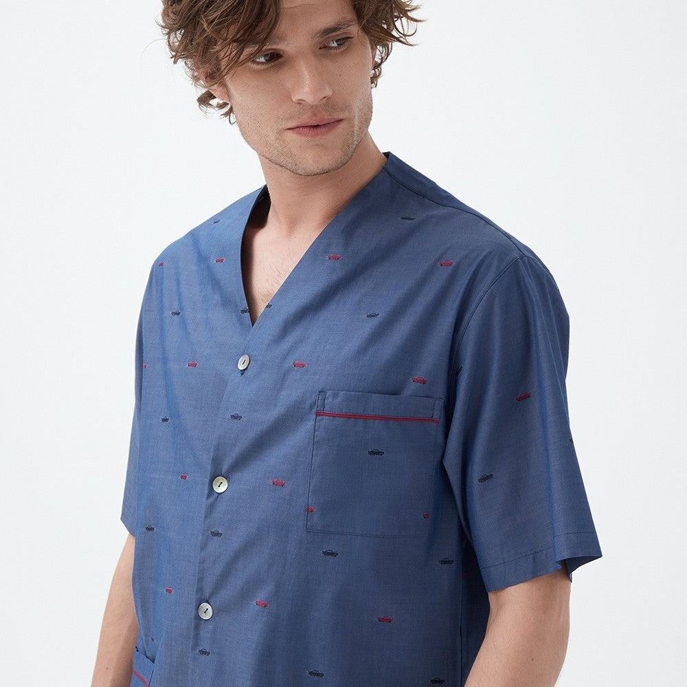 İpek Kıramer-Rally Cotton Shorts Suit Navy Blue-Pijama Takımı-3-Milagron.com