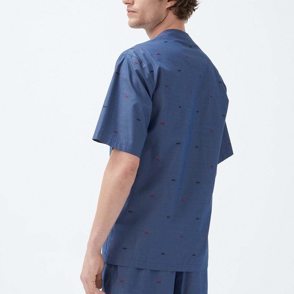 İpek Kıramer-Rally Cotton Shorts Suit Navy Blue-Pijama Takımı-4-Milagron.com