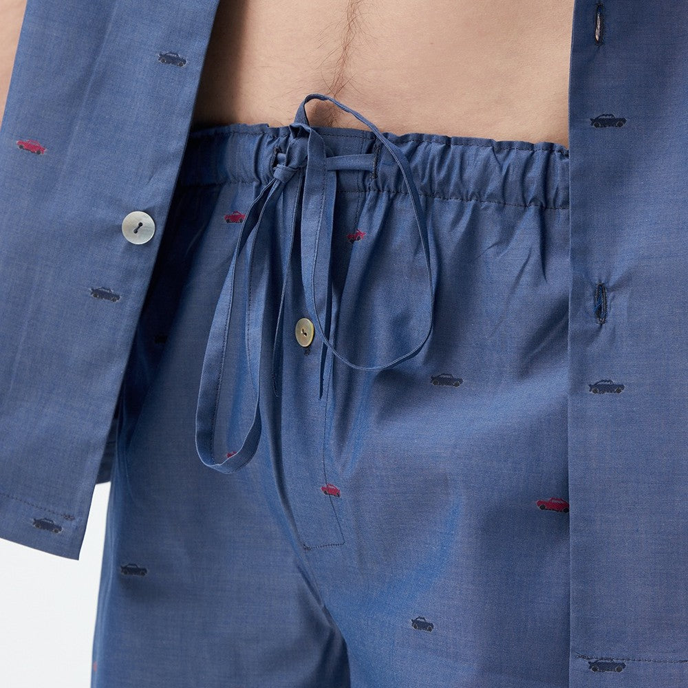 İpek Kıramer-Rally Cotton Shorts Suit Navy Blue-Pijama Takımı-5-Milagron.com