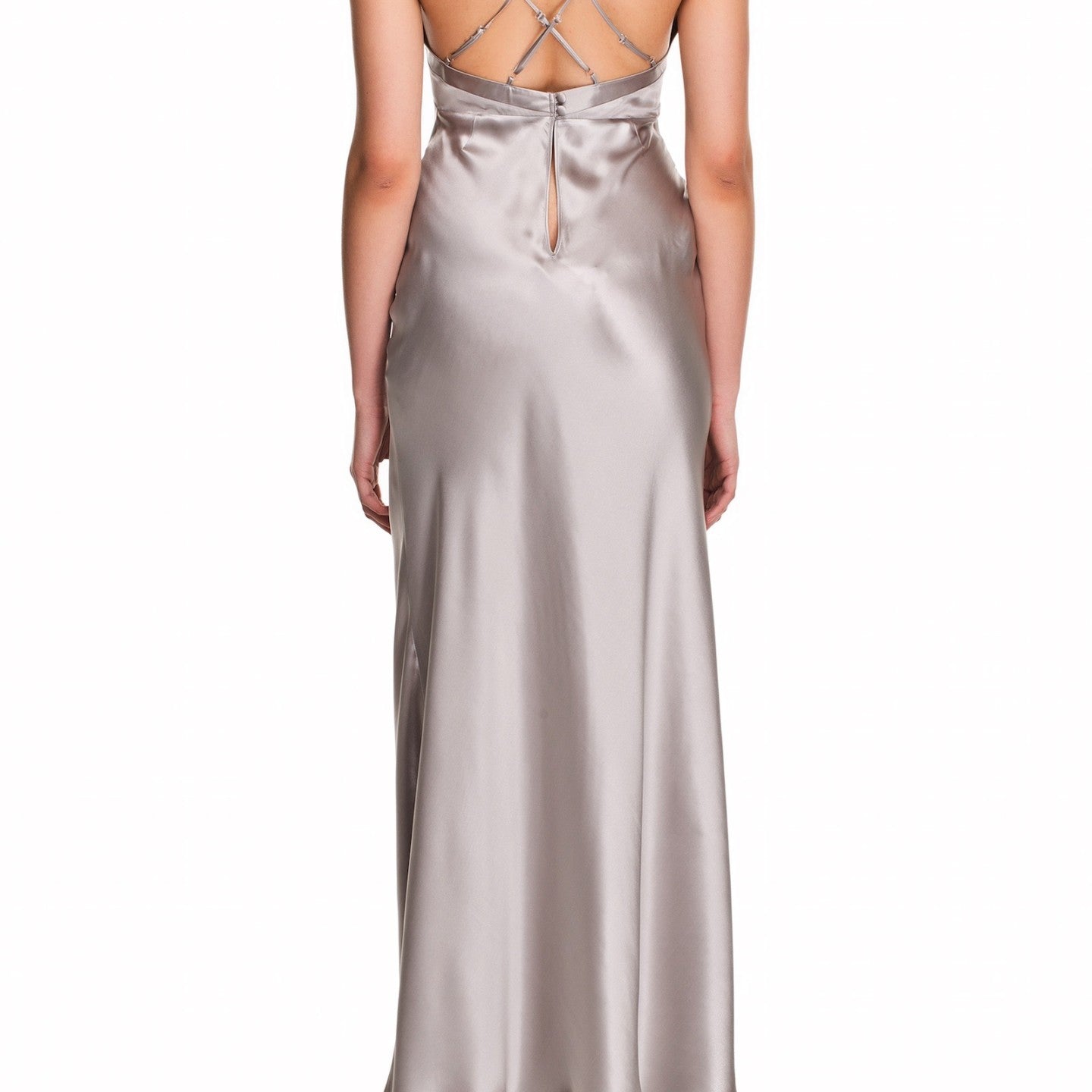 İpek Kıramer-Soprano Silk Long Chemise Gray-Gecelik-3-Milagron.com
