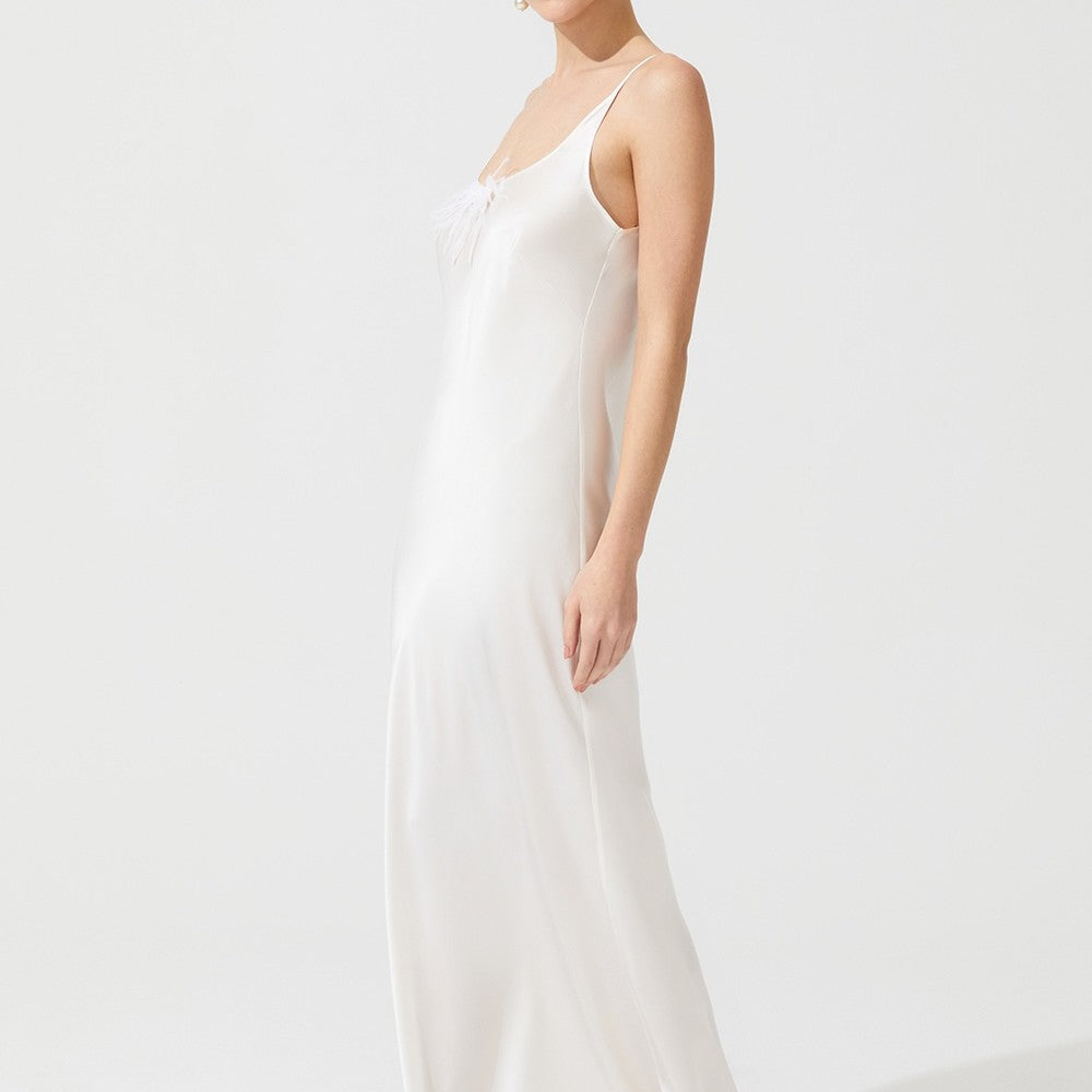 İpek Kıramer-The Moon Silk Chemise Ecru-Gecelik-4-Milagron.com