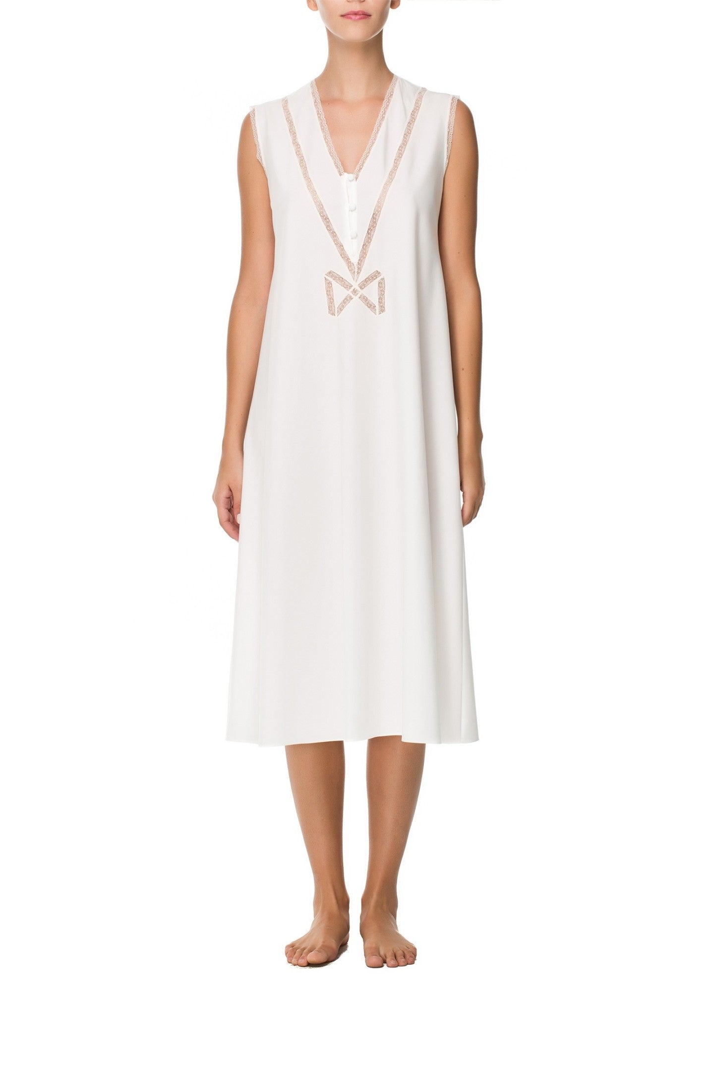 İpek Kıramer-Titi Cotton Chemise Ecru-Gecelik-1-Milagron.com