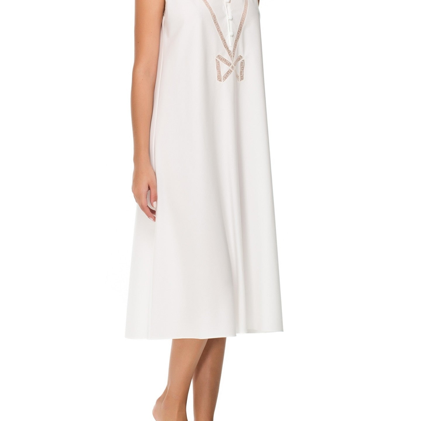 İpek Kıramer-Titi Cotton Chemise Ecru-Gecelik-2-Milagron.com