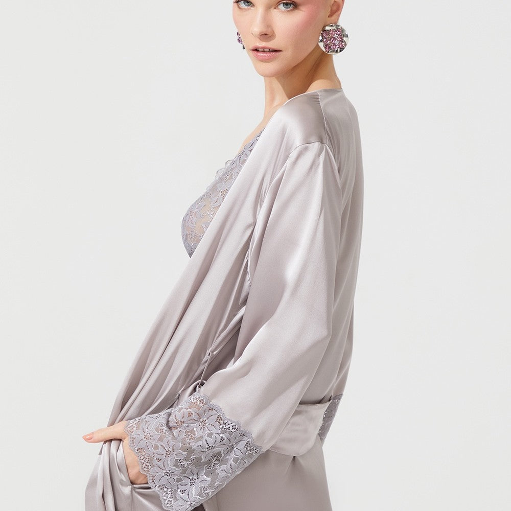 İpek Kıramer-Vampy Silk Long Robe Gray-Sabahlık-2-Milagron.com