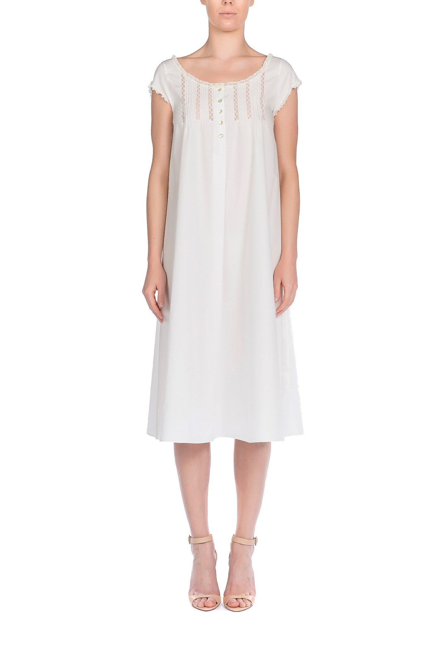 İpek Kıramer-Victorian Cotton Chemise Ecru-Gecelik-1-Milagron.com