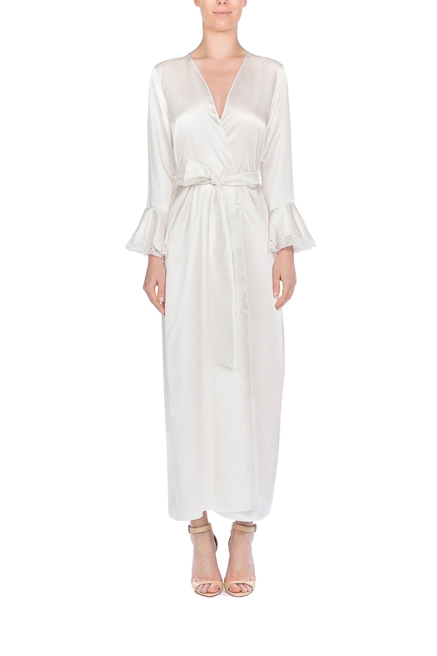 İpek Kıramer-Volan Silk Robe Ecru-Sabahlık-1-Milagron.com