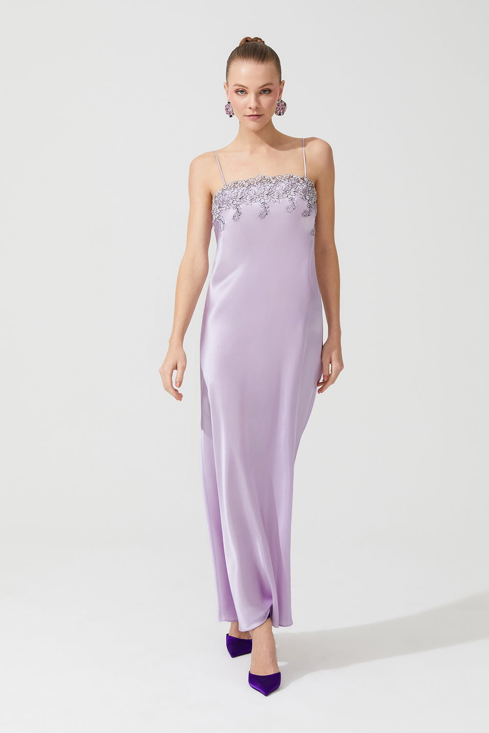 İpek Kıramer-Zen Silk Long Chemise Pink-Gecelik-2-Milagron.com