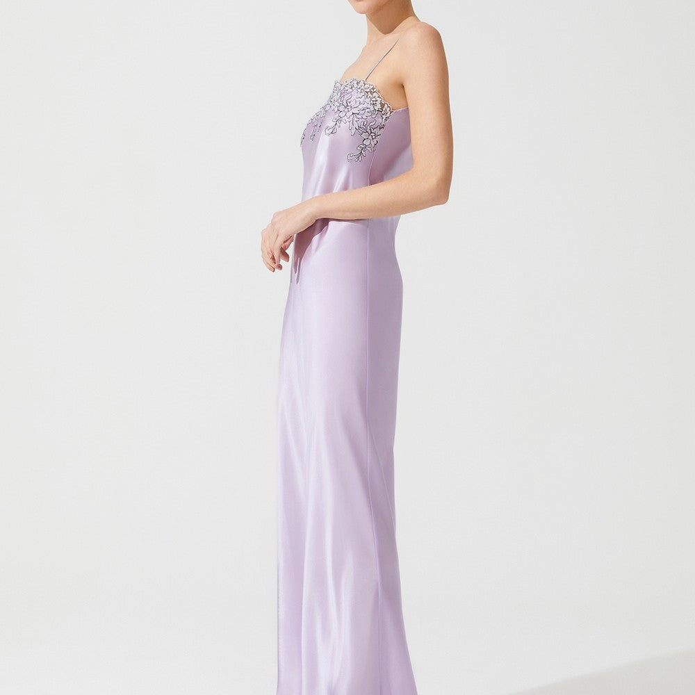 İpek Kıramer-Zen Silk Long Chemise Pink-Gecelik-5-Milagron.com