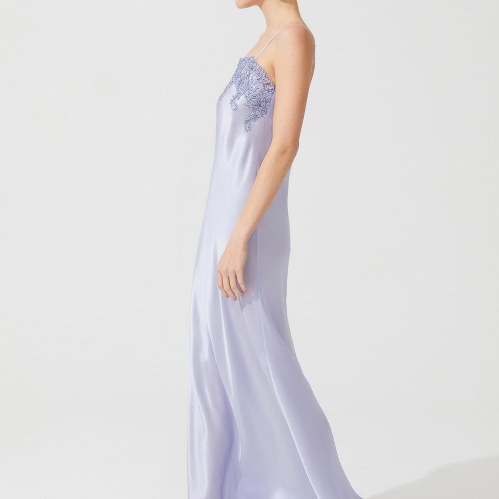 İpek Kıramer-Zen Silk Long Chemise Purple-Gecelik-2-Milagron.com