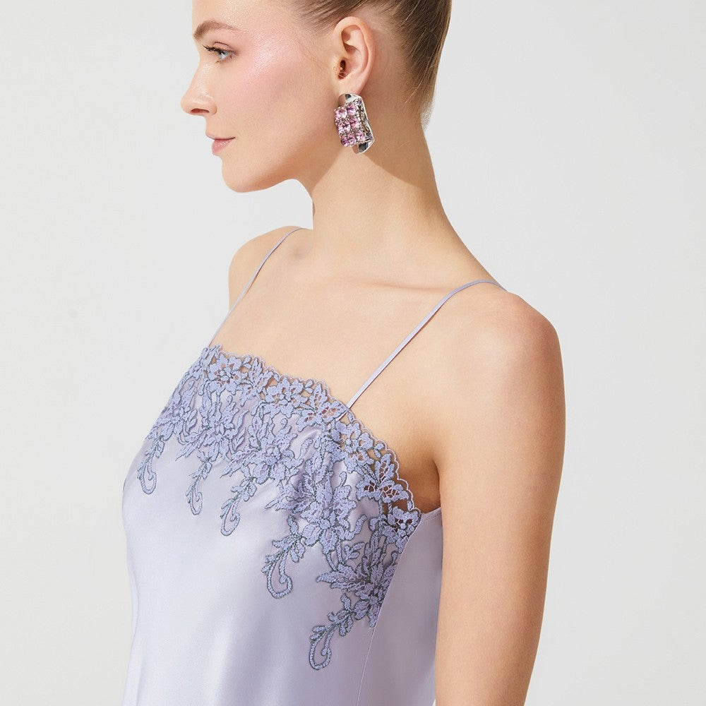 İpek Kıramer-Zen Silk Long Chemise Purple-Gecelik-3-Milagron.com