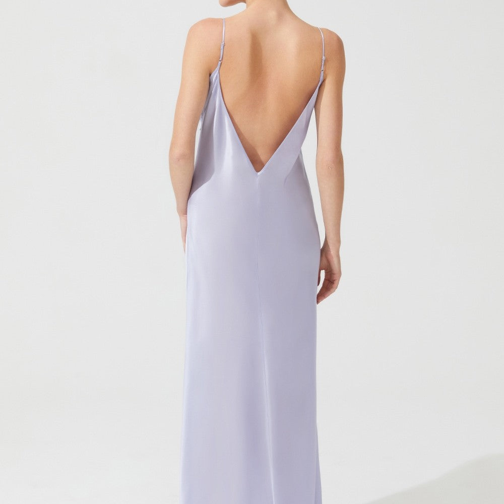 İpek Kıramer-Zen Silk Long Chemise Purple-Gecelik-4-Milagron.com