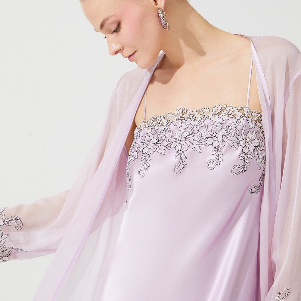 İpek Kıramer-Zen Silk Long Robe Pink-Sabahlık-3-Milagron.com