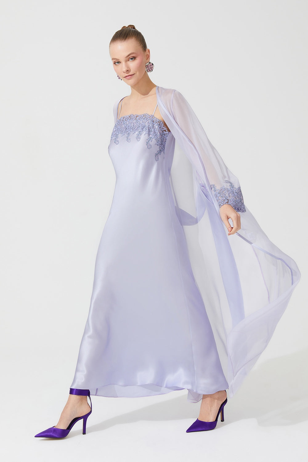 İpek Kıramer-Zen Silk Long Robe Purple-Sabahlık-1-Milagron.com