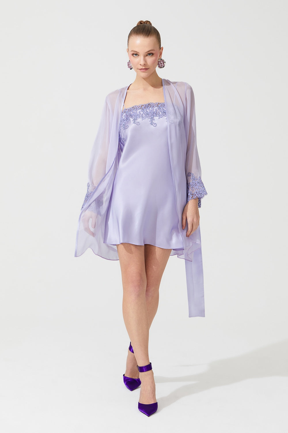 İpek Kıramer-Zen Silk Short Robe Purple-Sabahlık-1-Milagron.com