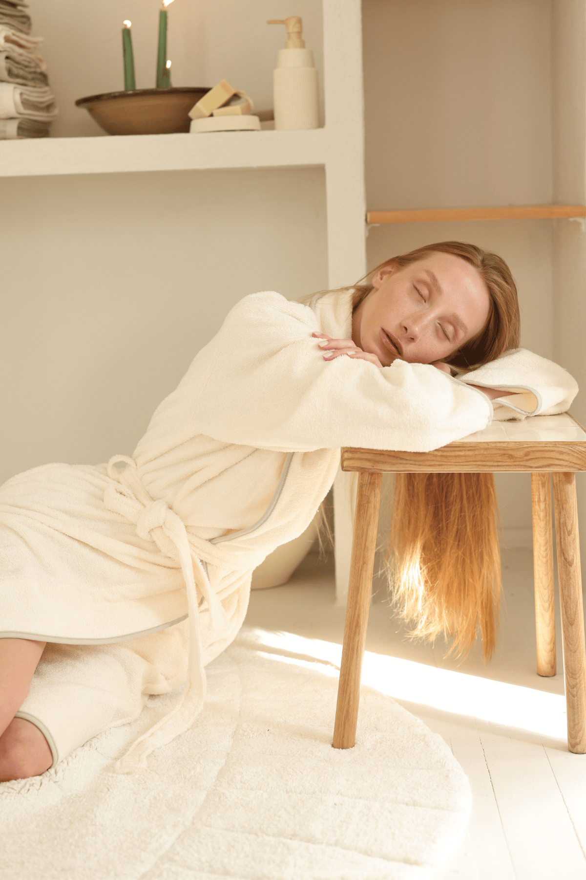 İRYA-Allesi %100 Pamuk Kadın Bornoz Ekru-Bornoz-10-Milagron.com