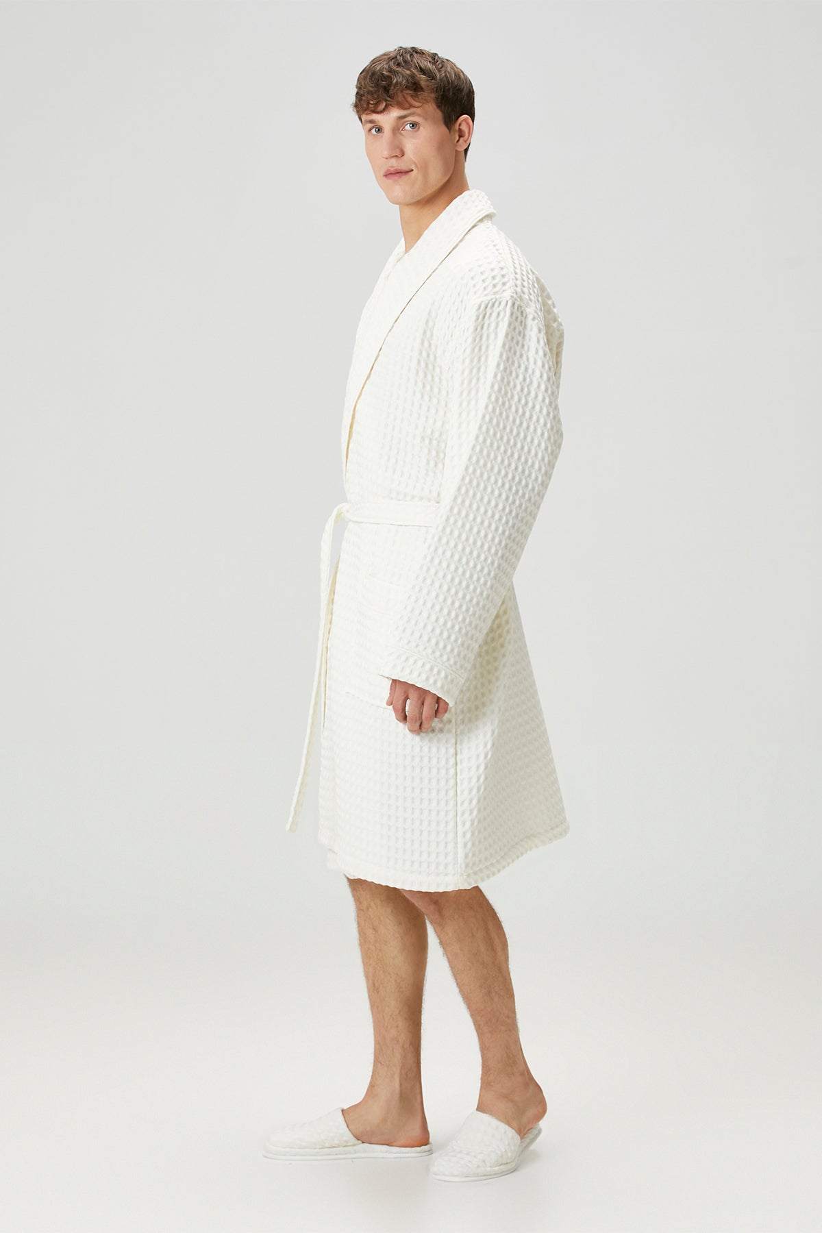 Irya-Aura Waffle Erkek Bornoz Ekru-Bornoz-5-Milagron.com