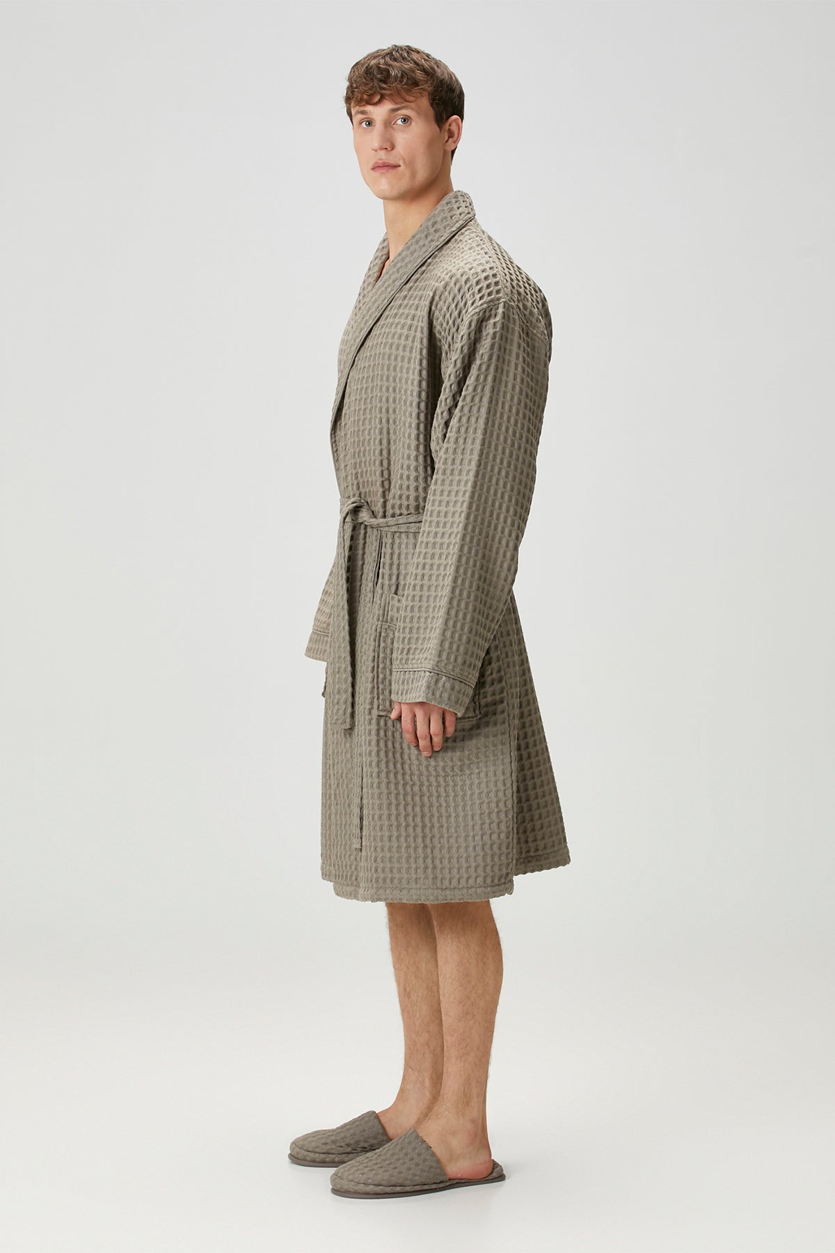 Irya-Aura Waffle Erkek Bornoz Gri-Bornoz-3-Milagron.com