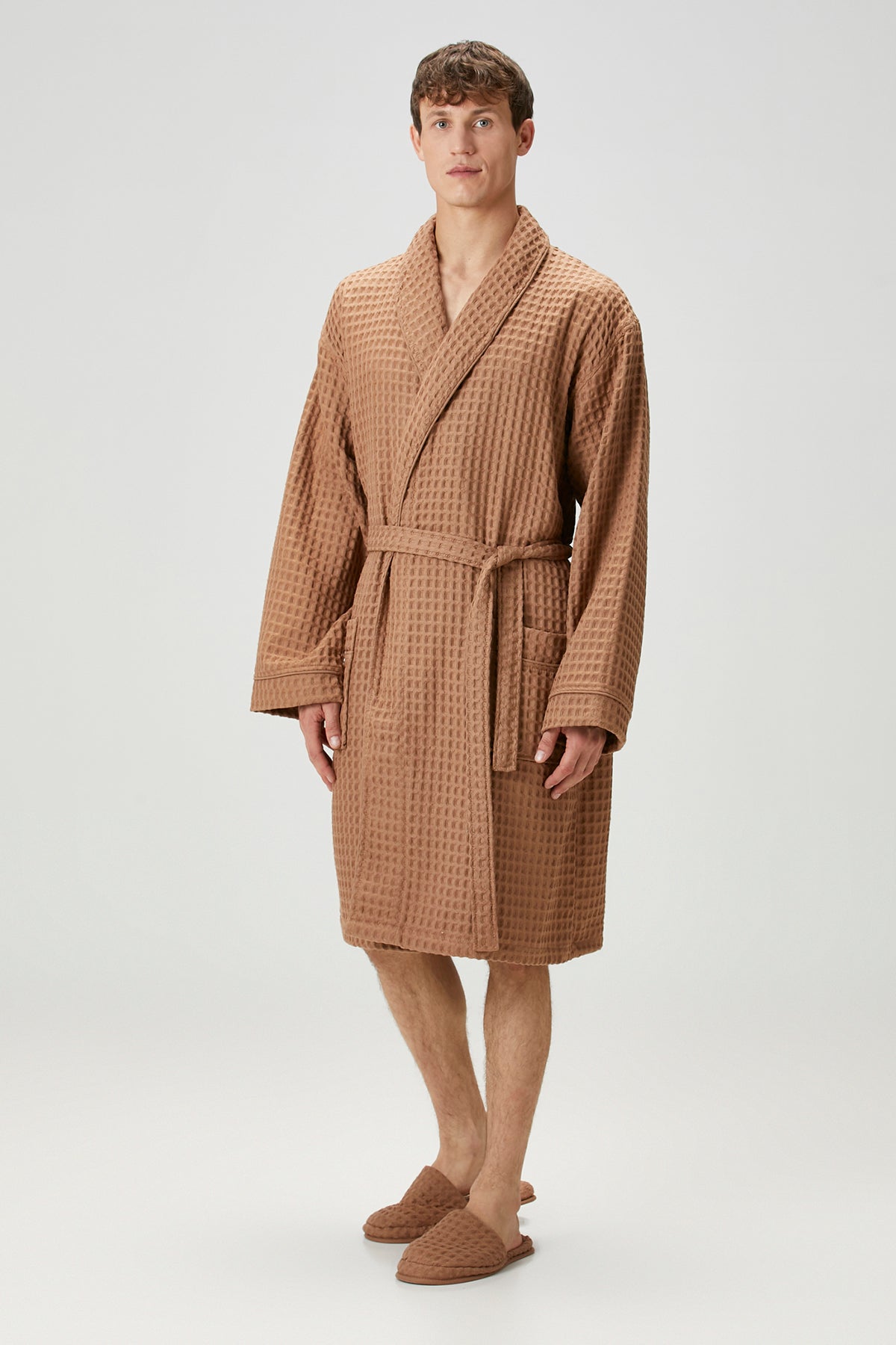 Irya-Aura Waffle Erkek Bornoz Mocha-Bornoz-1-Milagron.com