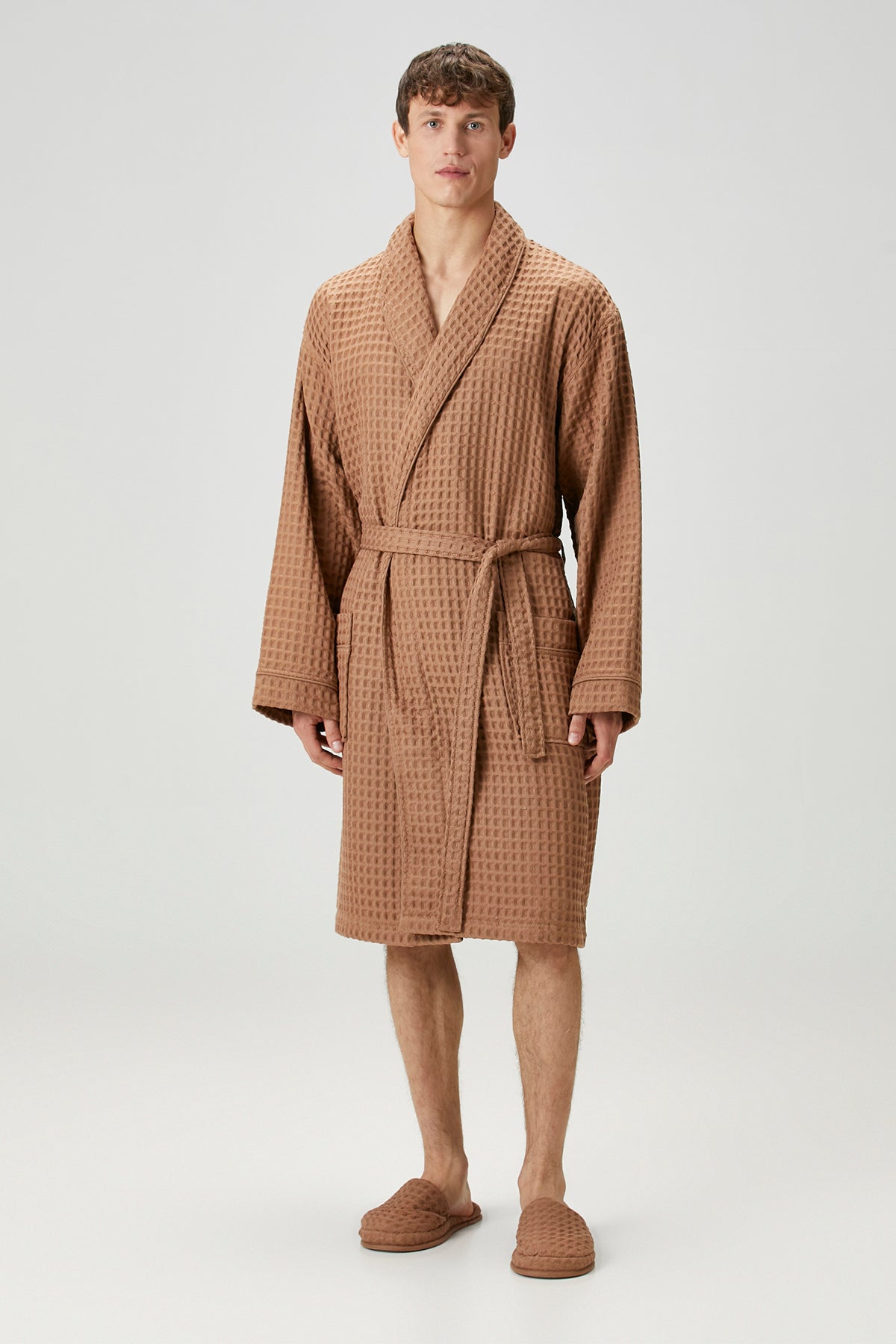 Irya-Aura Waffle Erkek Bornoz Mocha-Bornoz-3-Milagron.com