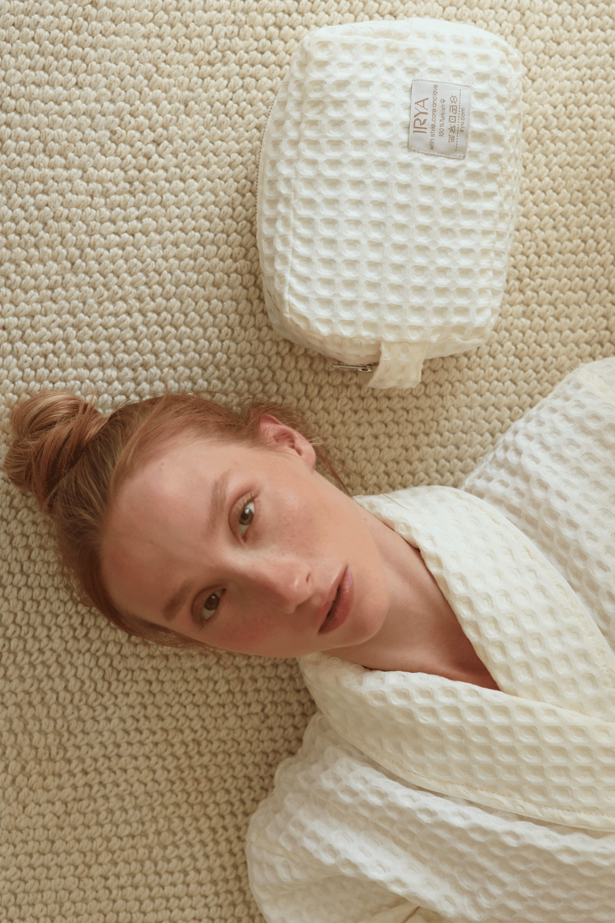 İrya-Aura Waffle Kadın Bornoz Ekru-Bornoz-5-Milagron.com